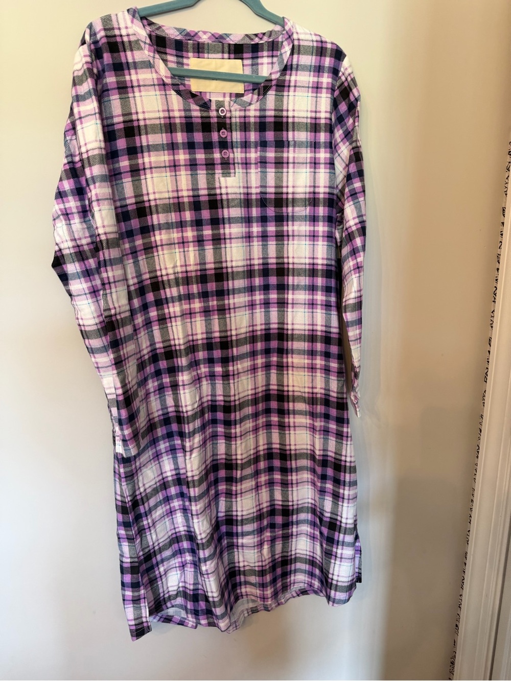 Organic Cotton/ Bamboo blend plaid flannel night dress size large NWT